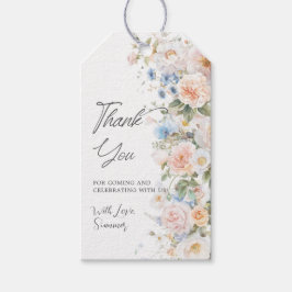 Etiqueta Para Presente Chic Pastel Blush Branco Azul Floral Chá de Bebê d