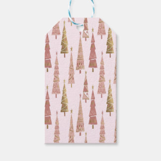 Etiqueta Para Presente Chic Pastel Pink and Gold Christmas Tree