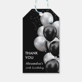 Etiqueta Para Presente Chic Preto Cinza Balão Aniversário