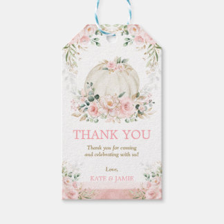 Etiqueta Para Presente Chic Pumpkin Pink Floral Baby Girl Favor De Aniver