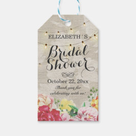 Etiqueta Para Presente Chic String Lights Linen Floral Obrigado Dotar