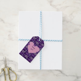 Etiqueta Para Presente Chic Violet Blush Flower Heart Obrigado
