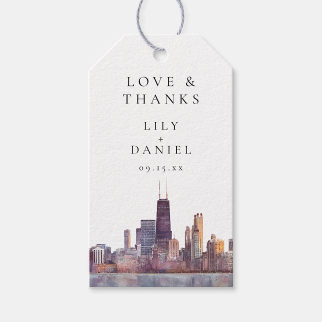 Etiqueta Para Presente Chicago Skyline Wedding Thank You (Frente)
