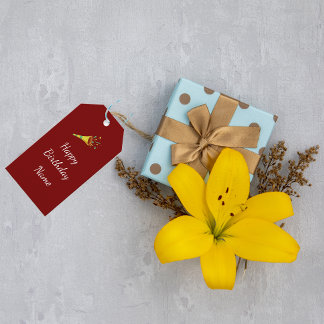 Etiqueta Para Presente Chifre de Confetes Feliz Aniversário Personalizado