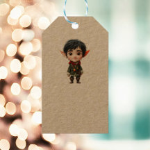 Chill Boy Christmas Elf Kraft Gift Tags