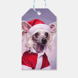 Etiqueta Para Presente Chinese Crested Santa Christmas
