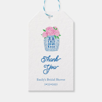 Etiqueta Para Presente Chinoiserie Blue e White Hydrangea Obrigado Tag