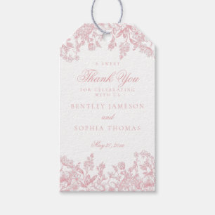 Etiqueta Para Presente Chinoiserie cor-de-rosa Vintage Floral Favor do Pr