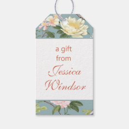 Etiqueta Para Presente Chinoiserie Floral Jade Egret