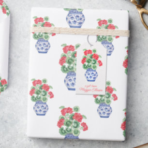 Etiqueta Para Presente Chinoiserie Vase dos Alemães Vermelhos Personaliza
