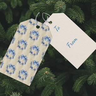 Etiqueta Para Presente Chinoiserie Vintage Grinalda Azul Personalizada