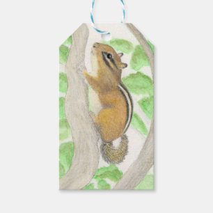 Etiqueta Para Presente Chipmunk na Árvore da Maçã