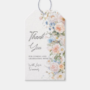 Etiqueta Para Presente Chique Blush Pastel Branco Azul Floral Chá de Bebê