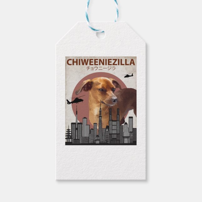 Etiqueta Para Presente Chiweeniezilla Funny Chiweenie T-Shirt Dog Lovers (Frente)