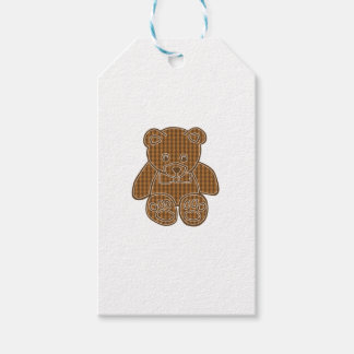 Etiqueta Para Presente Chocolate Brown Pastel Gingham Check Teddy Bear Cl
