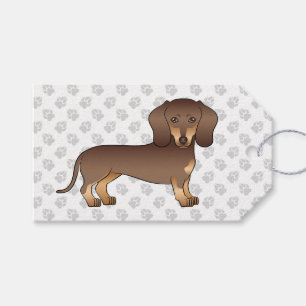 Etiqueta Para Presente Chocolate E Marrom Claro Dachshund De Pelo Curto &