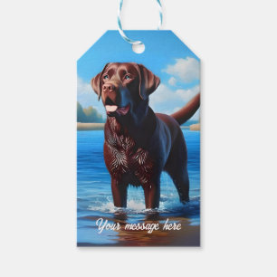 Etiqueta Para Presente Chocolate Labrador e Lago Azul
