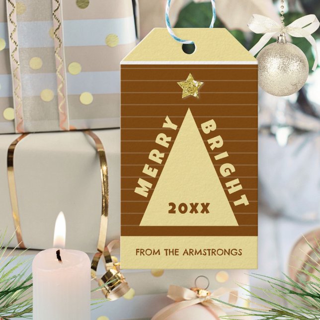 Etiqueta Para Presente Chocolate Minimalist Christmas Tree Name (Chocolate Minimalist Christmas Tree Name Gift Tags ©Susanne Sachers - Sunny Mind 🌞)