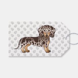 Etiqueta Para Presente Chocolate & Tan Dapple Short Hair Dachshund & Paws