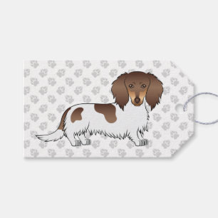 Etiqueta Para Presente Chocolate & Tan Piebald Longa Dachshund & Paws