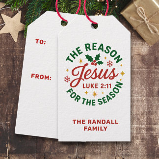 Etiqueta Para Presente Christian Christmas Jesus is the Reason for Season