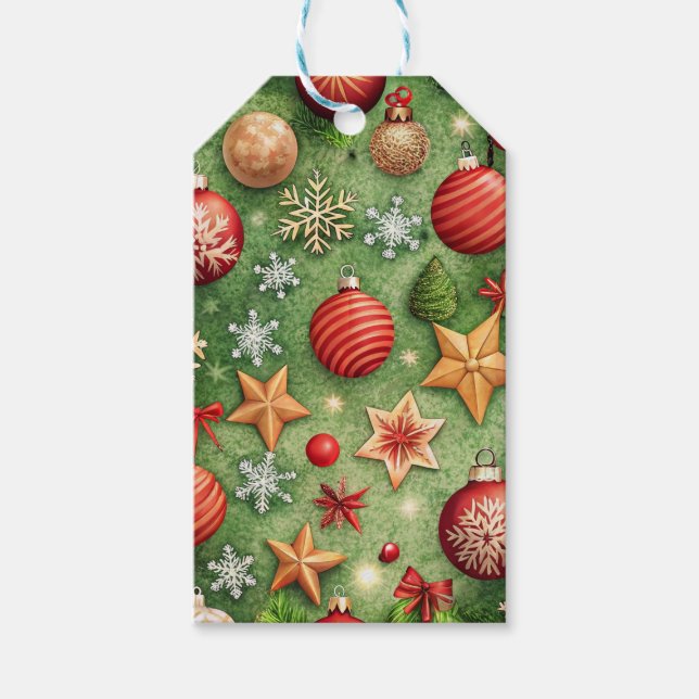 ETIQUETA PARA PRESENTE CHRISTMAS BALLS STARS SNOWFLAKES (Frente)