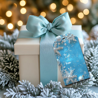 Etiqueta Para Presente Christmas Beautiful Glitter Snowflakes Ornaments