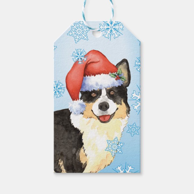 Etiqueta Para Presente Christmas Cardigan Welsh Corgi (Frente)