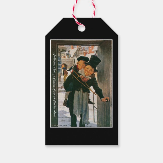 Etiqueta Para Presente Christmas Carol "Bob Cratchit and Tiny Tim (Frente)