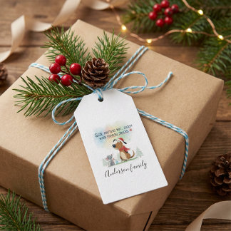 Etiqueta Para Presente Christmas dog gift tag modern watercolor animal
