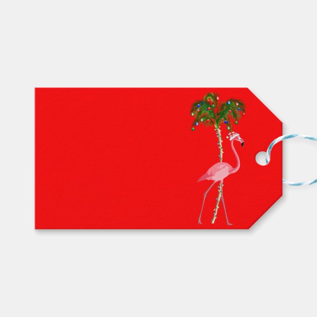 Etiqueta Para Presente Christmas Flamingo (Frente (horizontal))