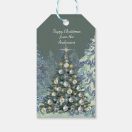 Etiqueta Para Presente Christmas Gift Tag - Festive White Forest Design