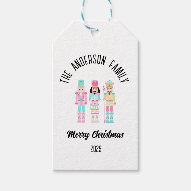 Etiqueta Para Presente Christmas Nutcracker Pastel Personalized Name (Frente)