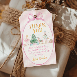 Etiqueta Para Presente Christmas Nutcracker Pink Bow Birthday Thank You