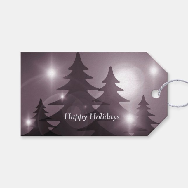 Etiqueta Para Presente Christmas Party Pink Trees Holiday Winter Elegant (Frente (horizontal))