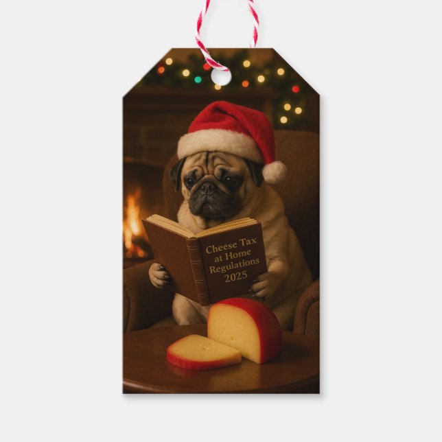 Etiqueta Para Presente Christmas Pug Christmas gift bag (Frente)