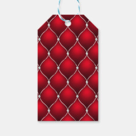ETIQUETA PARA PRESENTE CHRISTMAS RED & WHITE TUFTED LOOK PATTERN