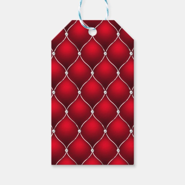 ETIQUETA PARA PRESENTE CHRISTMAS RED & WHITE TUFTED LOOK PATTERN (Frente)
