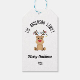 Etiqueta Para Presente Christmas Reindeer With Lights Personalized Name