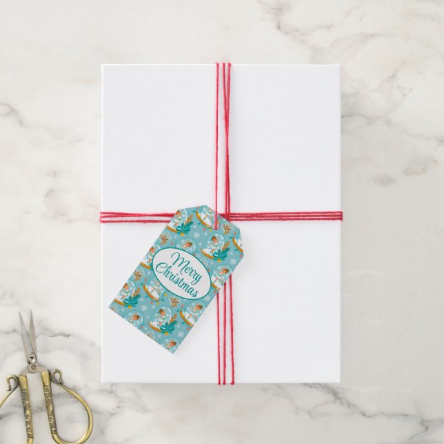 Etiqueta Para Presente Christmas Snow Globe Ballerina (Com cordão)