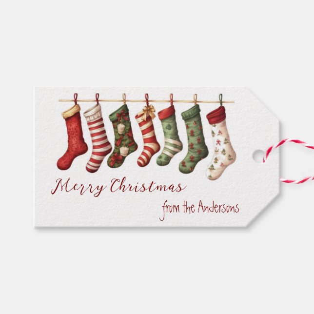 Etiqueta Para Presente Christmas Stockings Personalized (Frente (horizontal))
