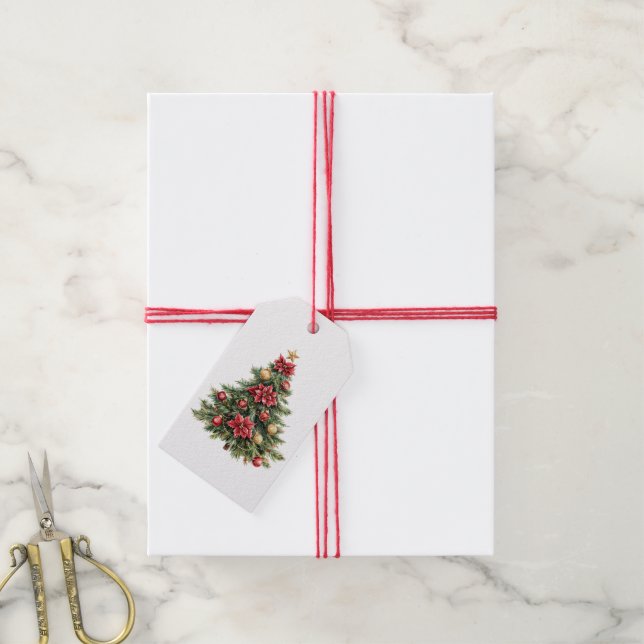 Etiqueta Para Presente Christmas Tree Holiday XMas  (Com cordão)