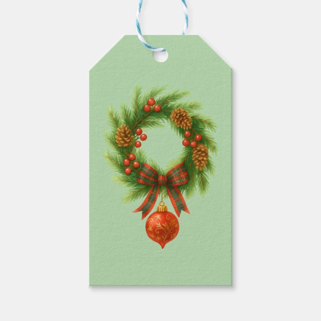 Etiqueta Para Presente Christmas Wreath  (Frente)