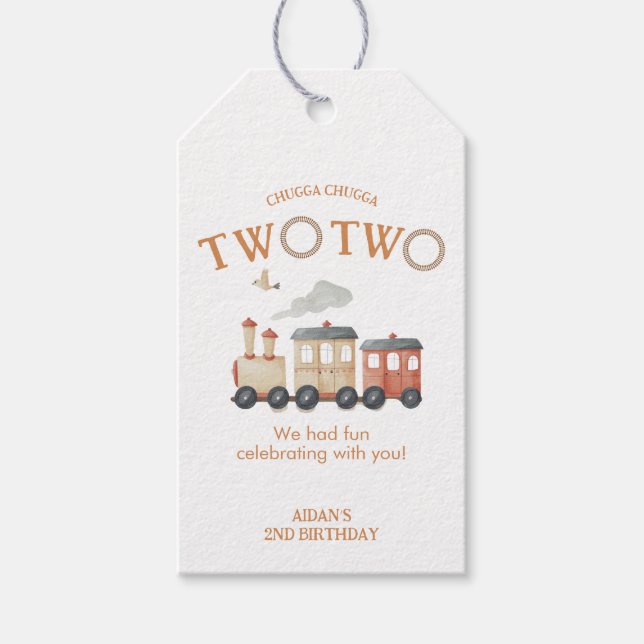 Etiqueta Para Presente Chugga Dois Comboios Segundo Aniversário (Frente)