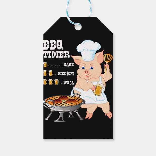Etiqueta Para Presente Churrasco | CHURRASCO Timer Pig Grill Barbecue Bee (Frente)
