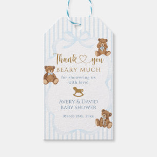 Etiqueta Para Presente Chuva Azul Baby Shower Elegante Listra