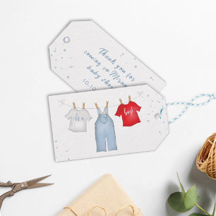 Etiqueta Para Presente Chuva de Azul Bebê Menino Denim Caprichoso