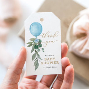 Etiqueta Para Presente Chuva de Balão Azul Menino Verde Baby Shower