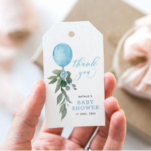 Etiqueta Para Presente Chuva de Balão Azul Menino Verde Baby Shower