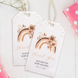 Etiqueta Para Presente Chuva de Bebê Arco-íris Aquarela Boho Neutro Rústi